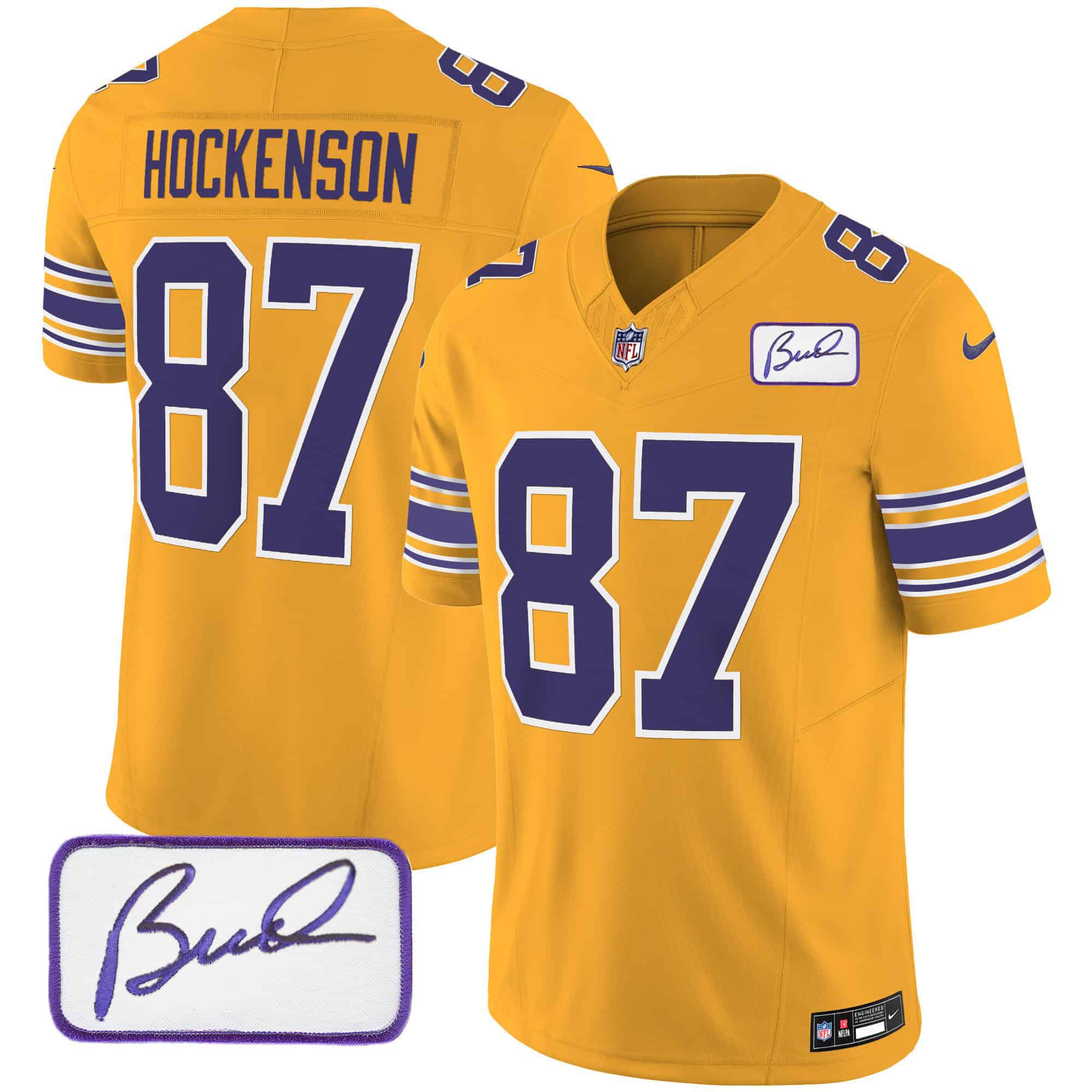 Men Minnesota Vikings #87 Hockenson Yellow 2024 Nike Bud Grant Patch Classic Limited NFL Jersey->indianapolis colts->NFL Jersey
